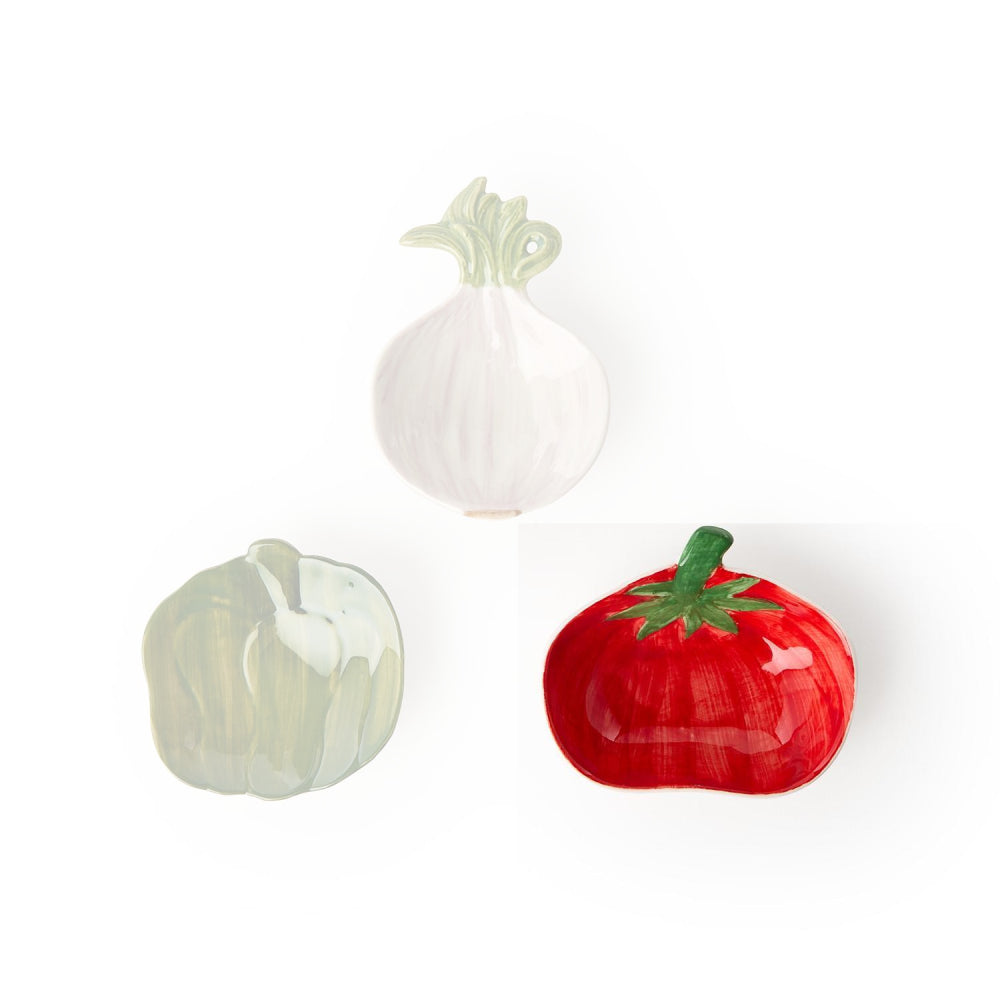 Two's Company Garden Harvest Vegetable Hand-Painted Tidbit Dish