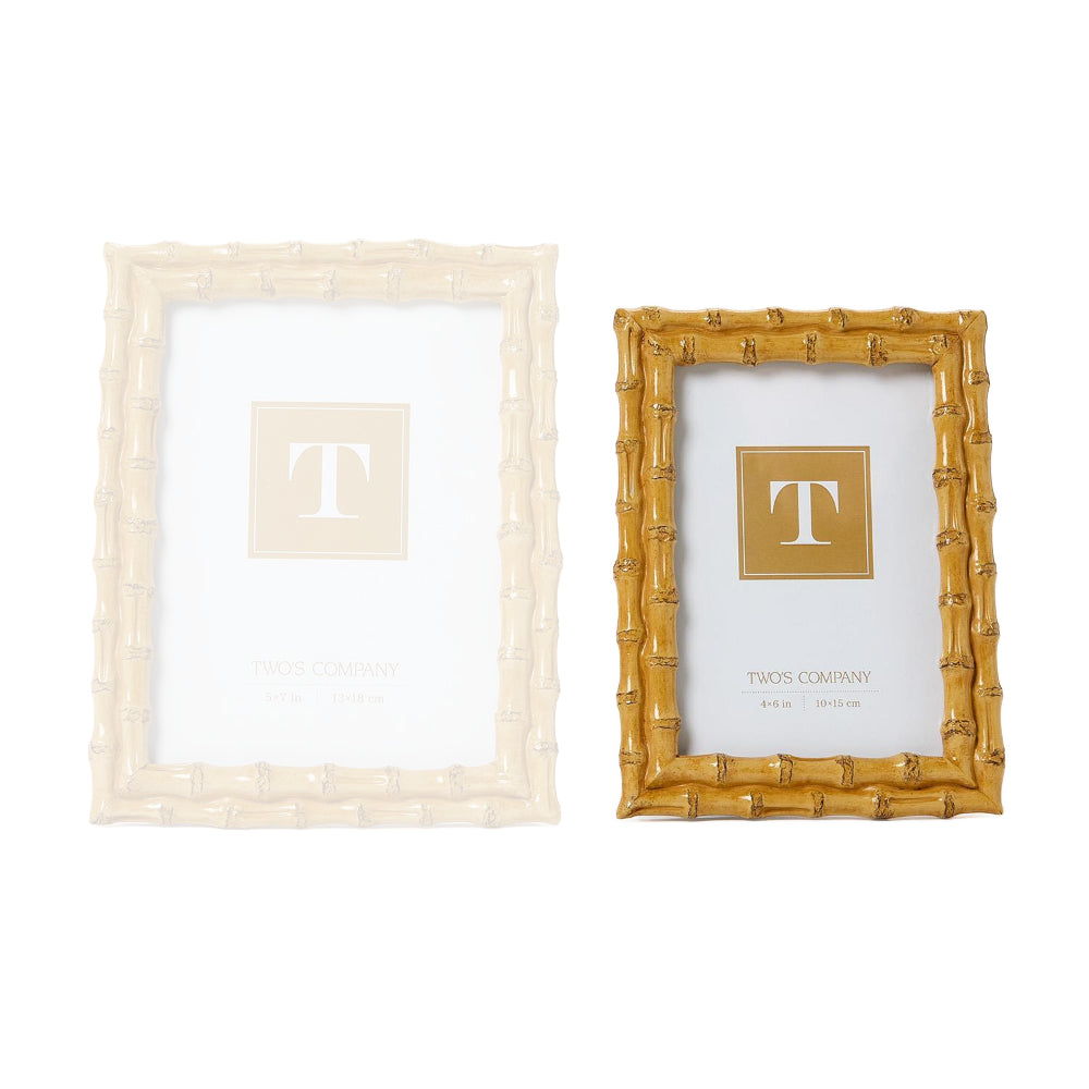 4x6 gold bamboo picture frame on a white backround.