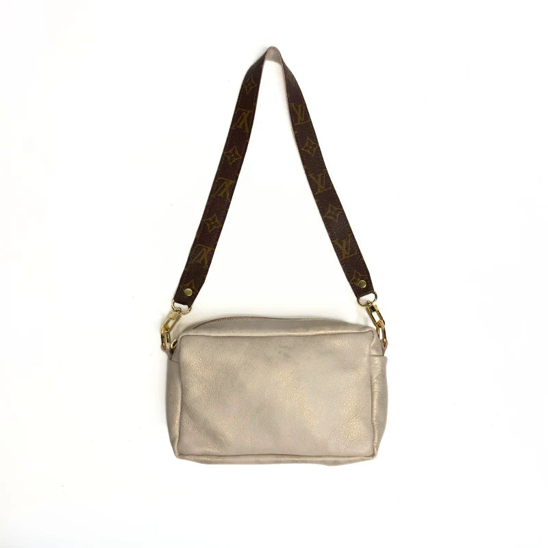 Beaudin Designs Val Shoulder Bag in Stone Leather & Upcycled LV
