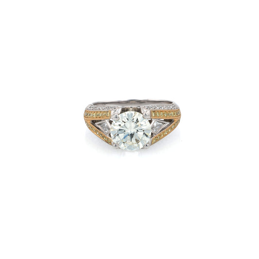 Estate Simon G 18 Karat Two-Tone Diamond Engagement Ring