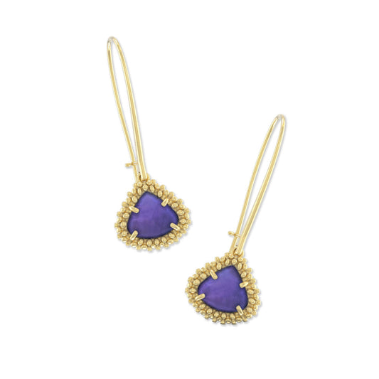 Kendra Scott Framed Kendall Gold Wire Drop Earrings - Dark Lavender Illusion