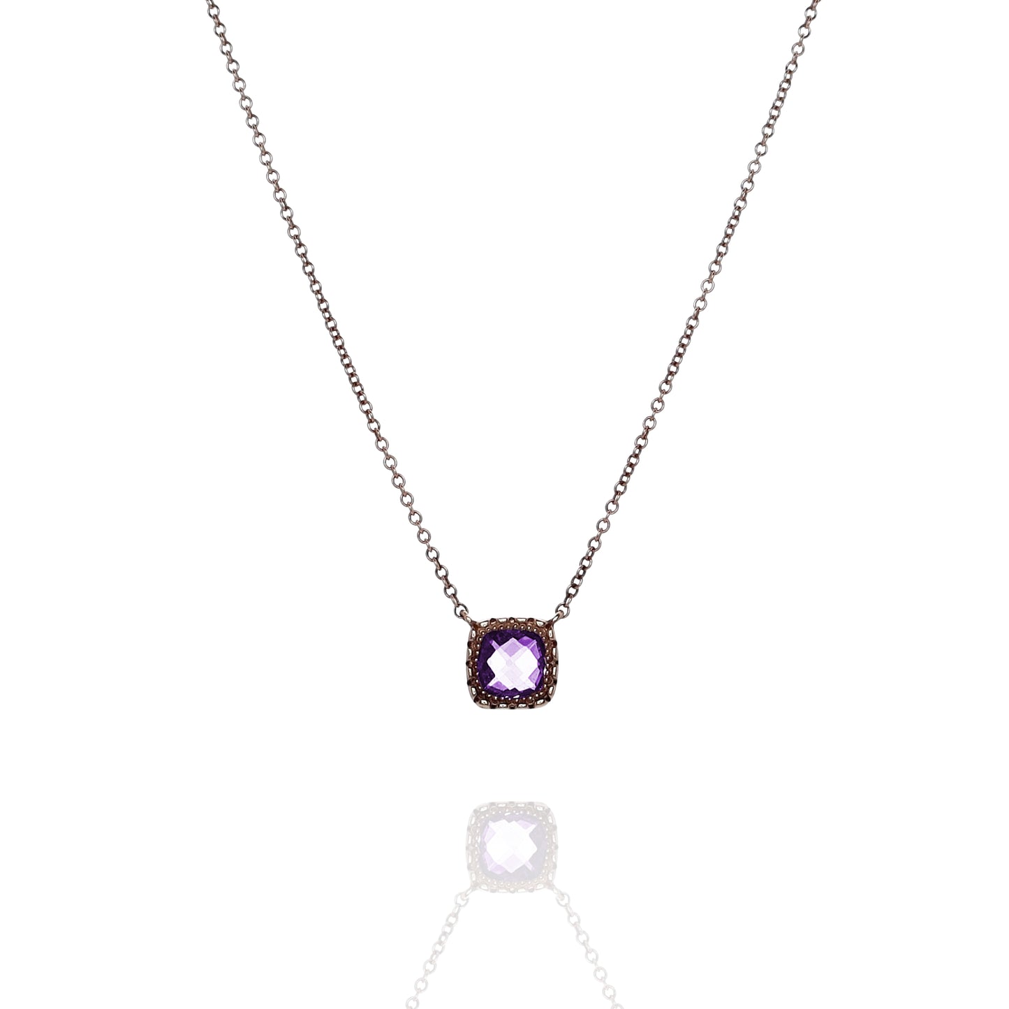 Tacori 14k Rose Gold Petite Cushion Gem Rose Amethyst Pendant Necklace
