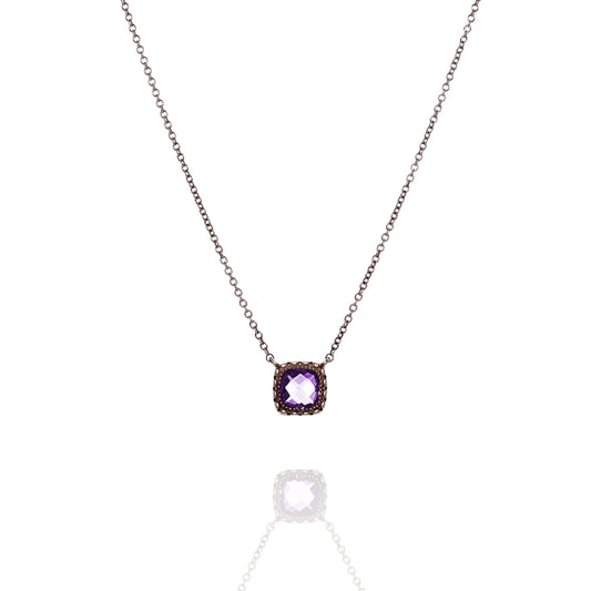 Tacori 14k Rose Gold Petite Cushion Gem Rose Amethyst Pendant Necklace