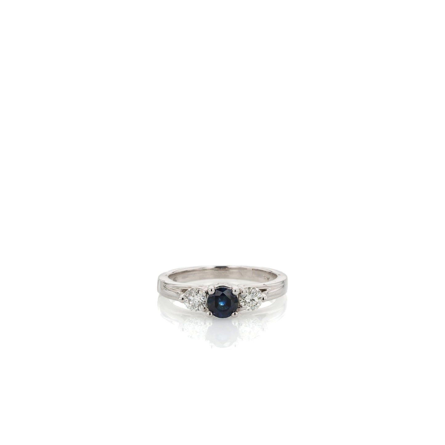 18k White Gold 0.60ct Sapphire and Diamond Three Across Ring