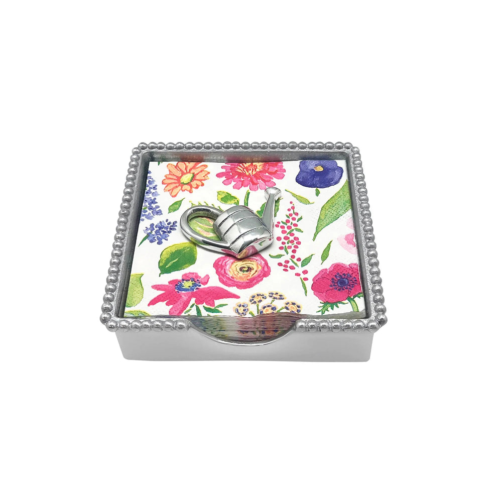 Mariposa Watering Can Beaded Napkin Box Set