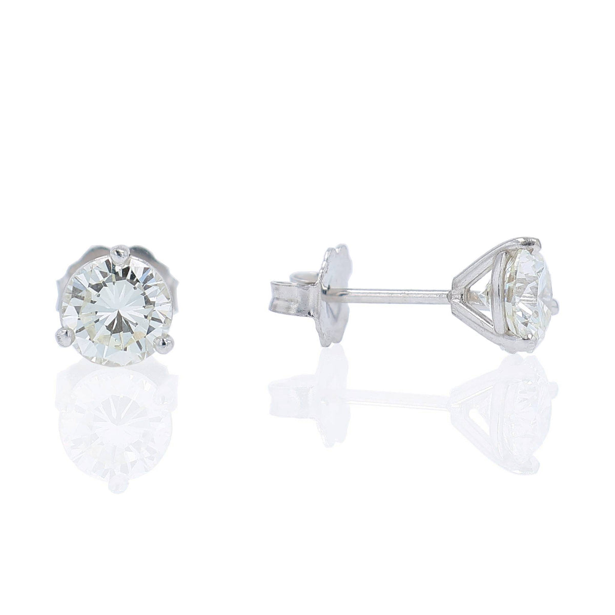 Estate 14k White Gold 1.35ct Diamond Stud Earrings