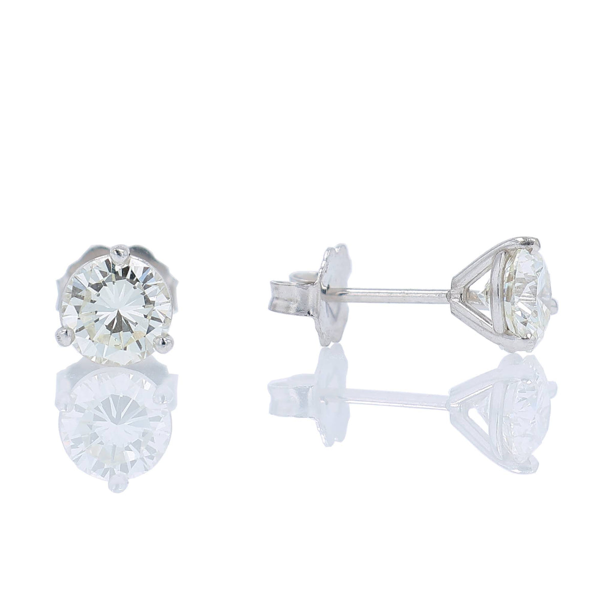Estate 14k White Gold and 1.35ct Diamond Stud Earrings