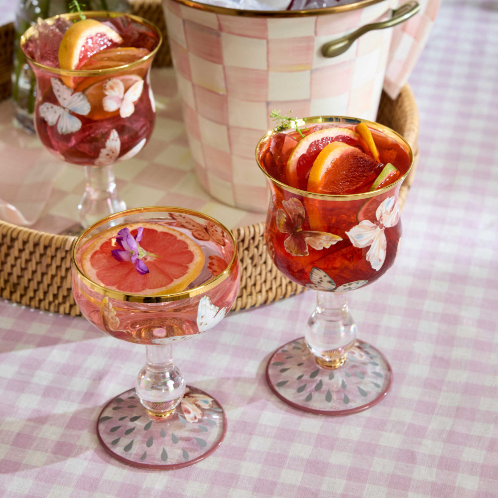 MacKenzie-Childs Butterfly Hill Wine Coupe Glass