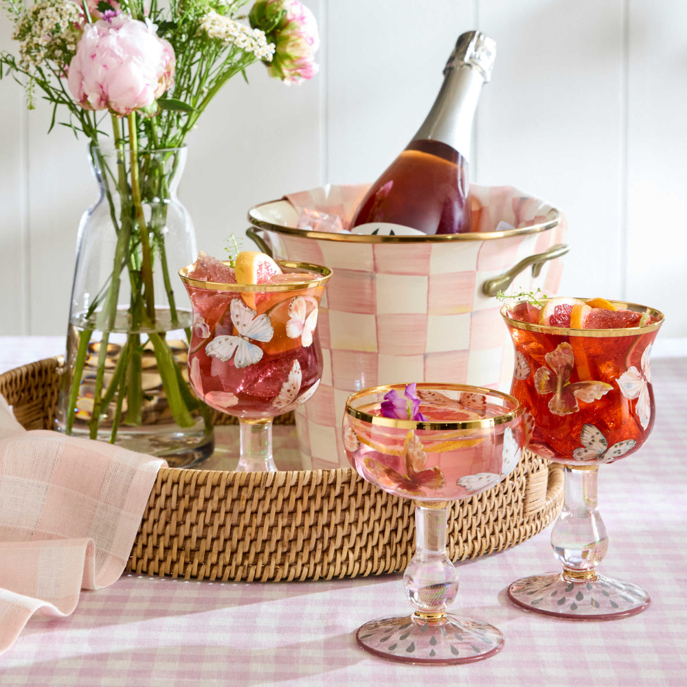 MacKenzie-Childs Butterfly Hill Wine Coupe Glass
