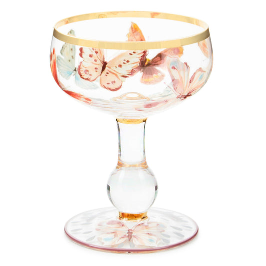 MacKenzie-Childs Butterfly Hill Wine Coupe Glass