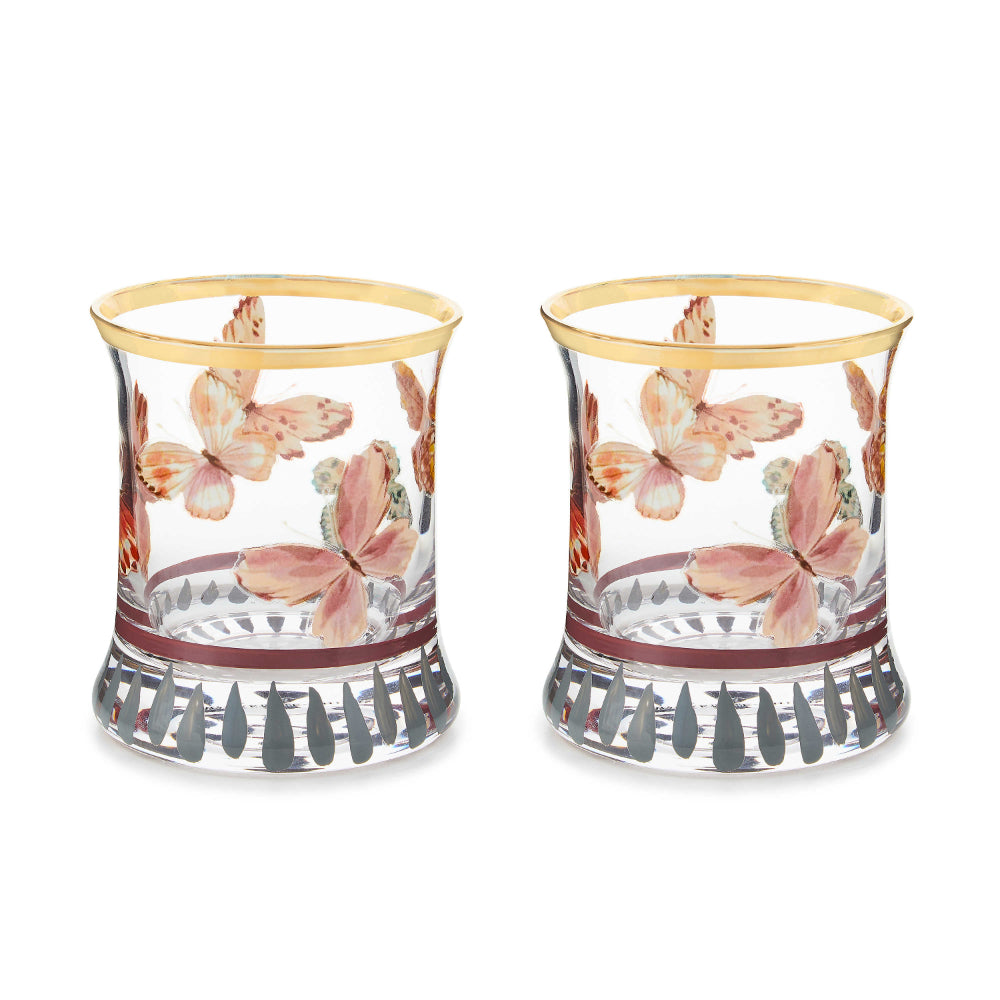 MacKenzie-Childs Butterfly Hill Tumbler Glass - Set of 2
