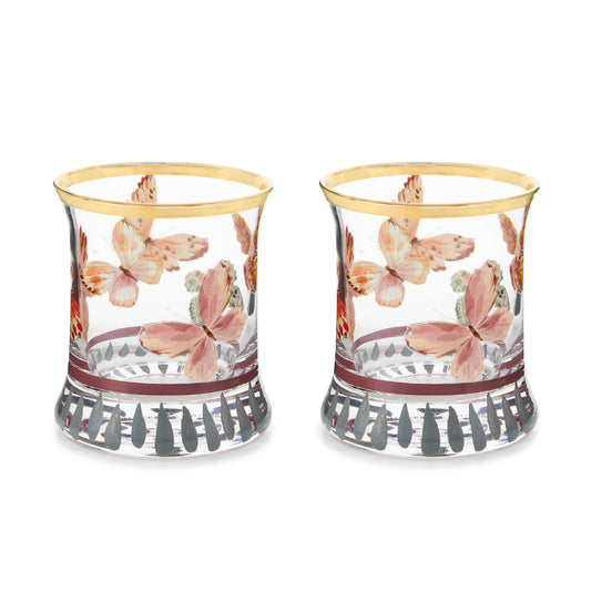 MacKenzie-Childs Butterfly Hill Tumbler Glass - Set of 2