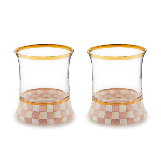 MacKenzie-Childs Rosy Check Tumbler Glass - Set of 2