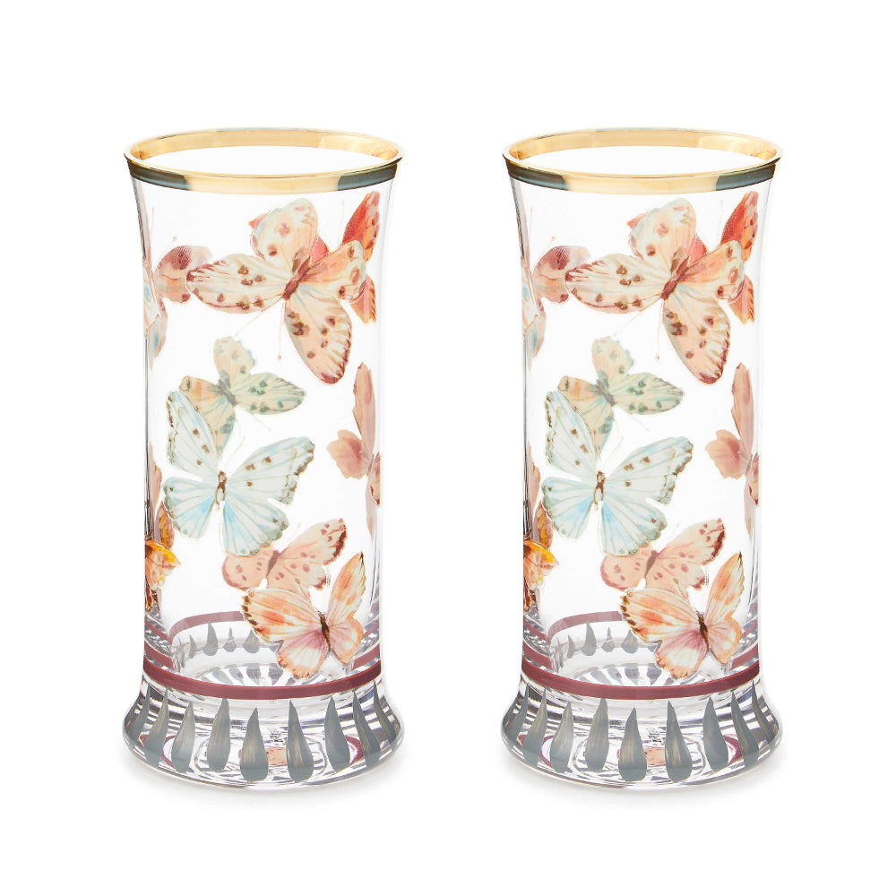 MacKenzie-Childs Butterfly Hill Highball Glass - Set of 2
