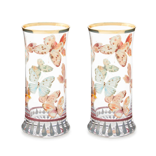 MacKenzie-Childs Butterfly Hill Highball Glass - Set of 2