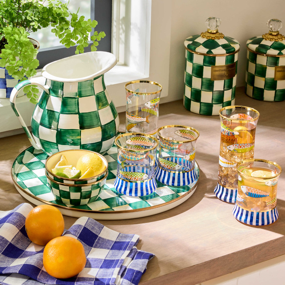 MacKenzie-Childs Go Fish Highball Glass - Set of 2