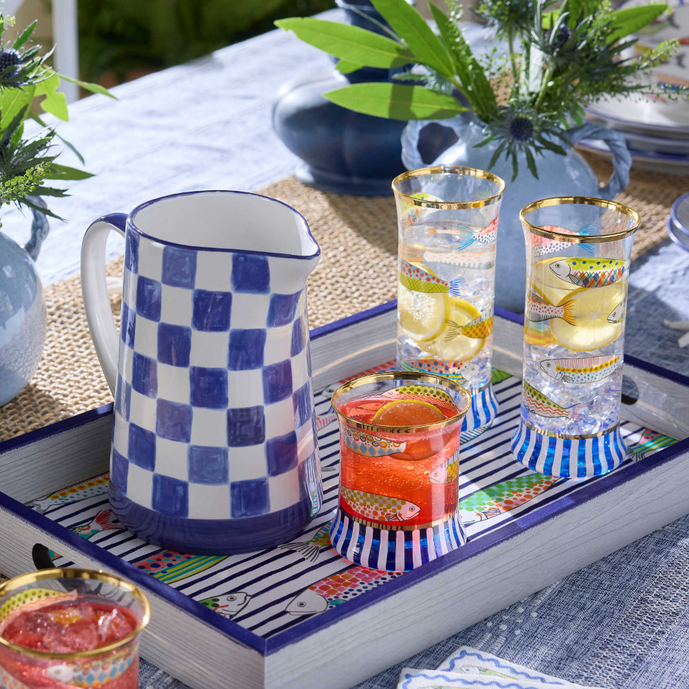 MacKenzie-Childs Go Fish Highball Glass - Set of 2