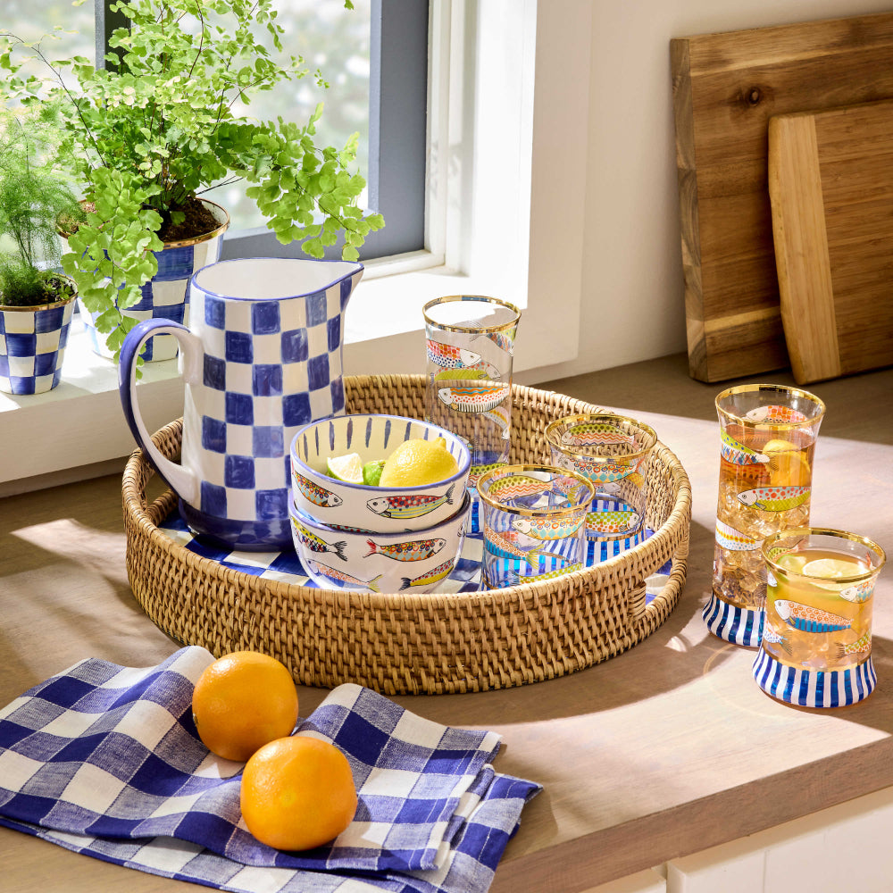 MacKenzie-Childs Go Fish Highball Glass - Set of 2