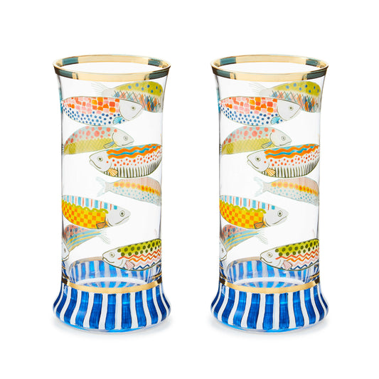 MacKenzie-Childs Go Fish Highball Glass - Set of 2