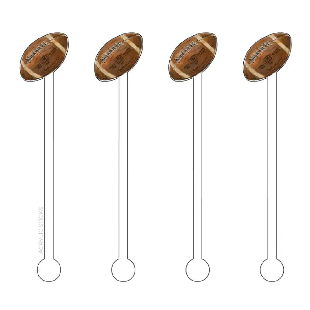 Vintage Football Acrylic Stir Sticks- Set of 4
