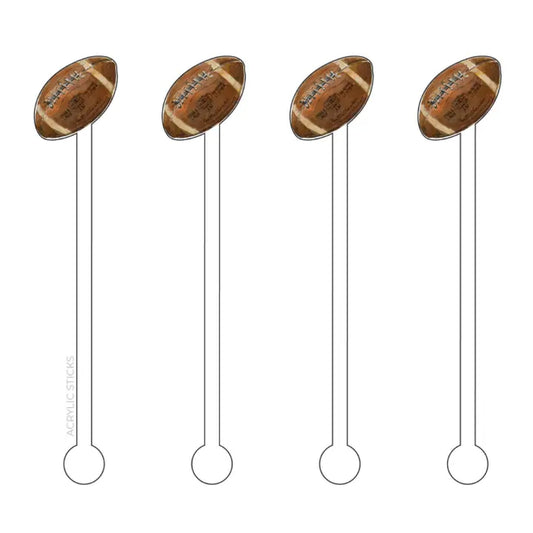 Vintage Football Acrylic Stir Sticks- Set of 4