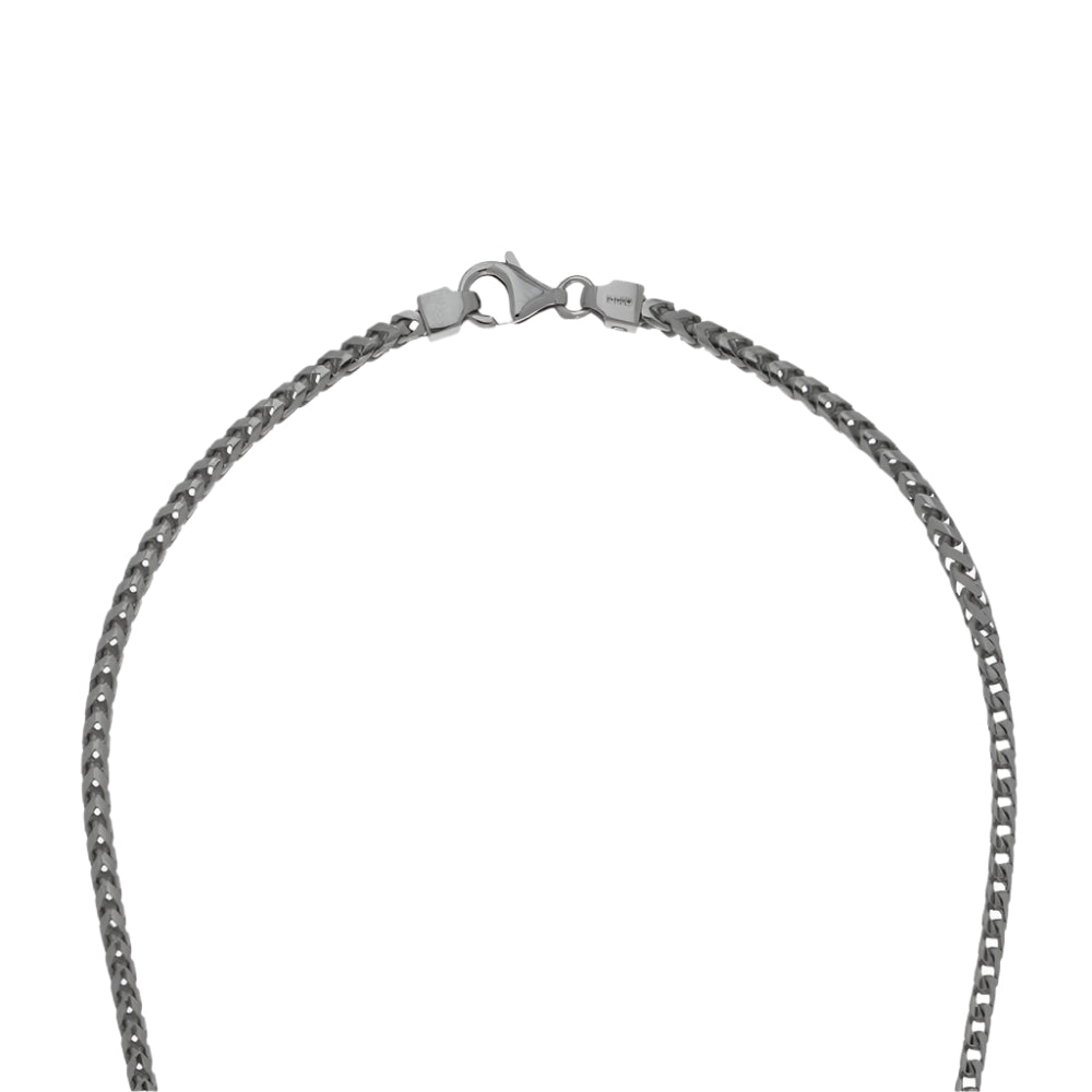 Desmos Sterling Silver Fish Bone Chain Necklace with Gunmetal Finish
