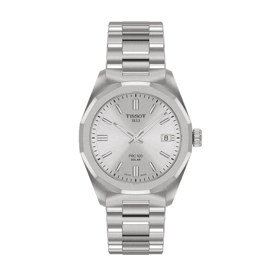 Tissot PRC 100 Solar 34mm Silver-Tone Watch
