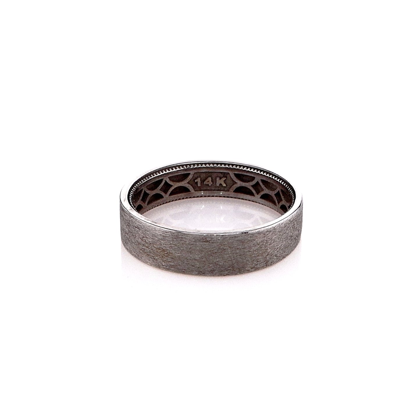 Estate Tacori 14k White Gold Gents Brushed Milgrain Band