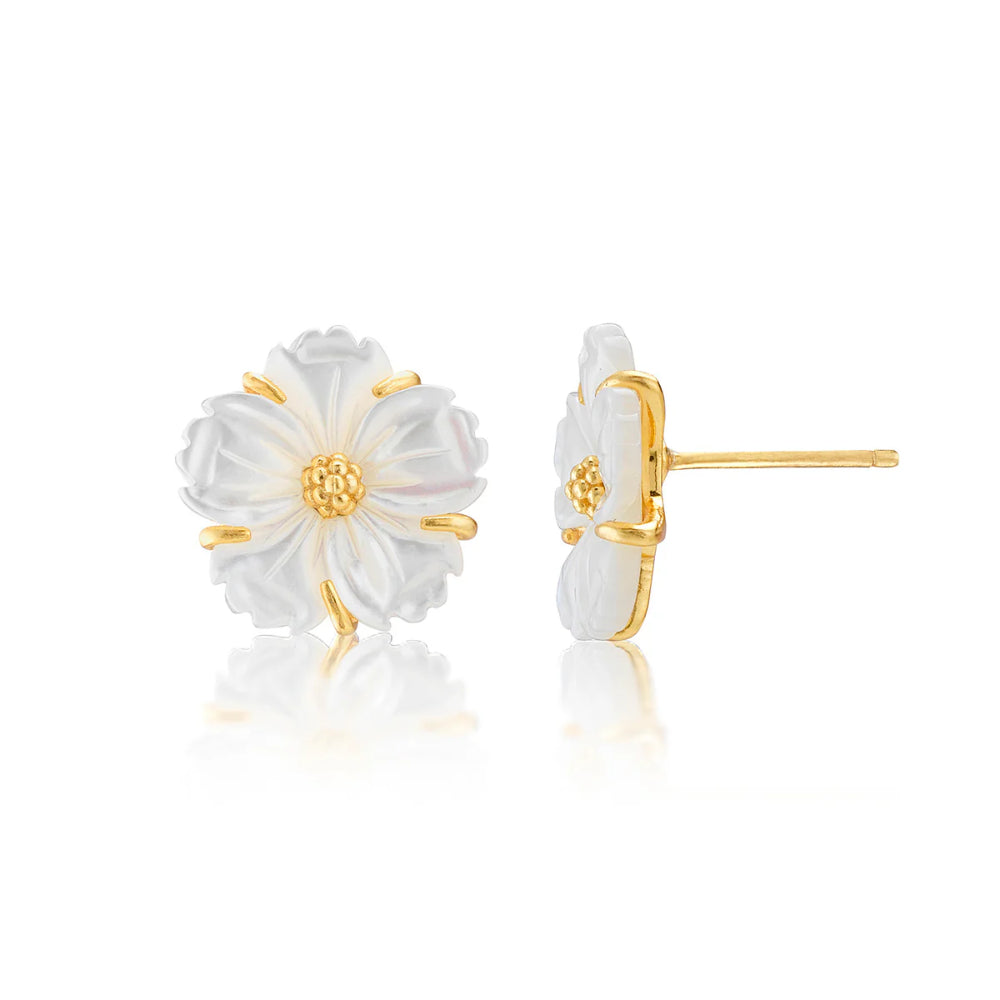 Capucine de Wulf Mermaid Garden Petite Stud Earrings in Mother of Pearl