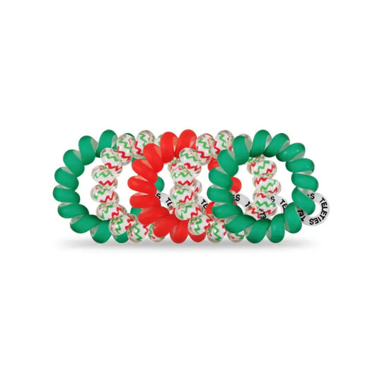 TELETIES Spiral Hair Coils Santa Baby Hair Ties (Set of 5) - Tiny