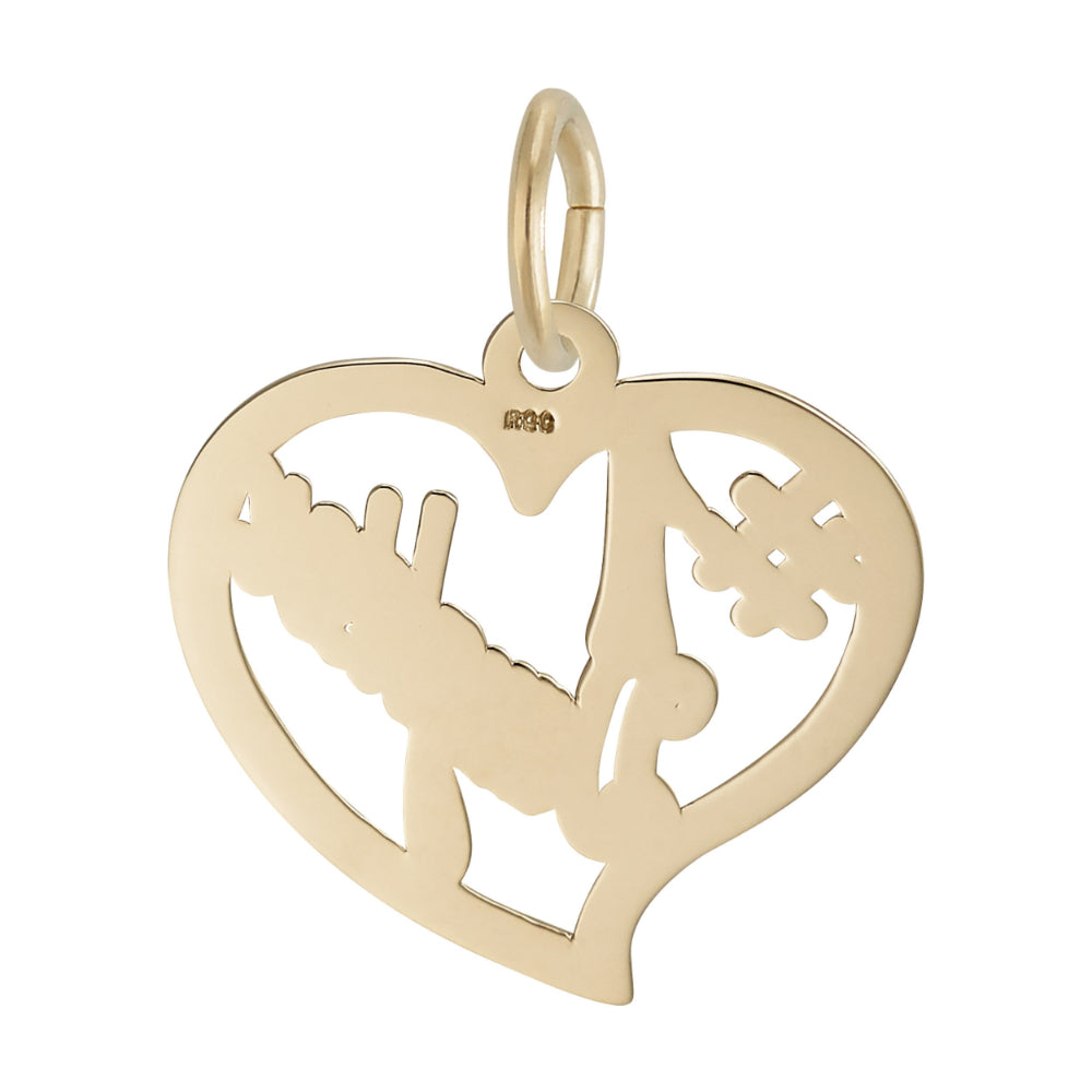 Back of Gold heart-shaped charm with '#1 Daughter' text on a white background