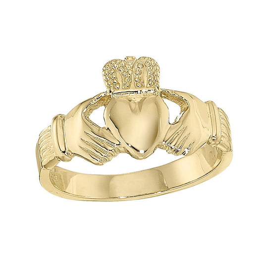14k Yellow Gold Extra Heavy Claddagh Ring