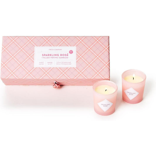 Two's Company Pink Sugar Sparkling Rosé Scented Candles in Gift Box