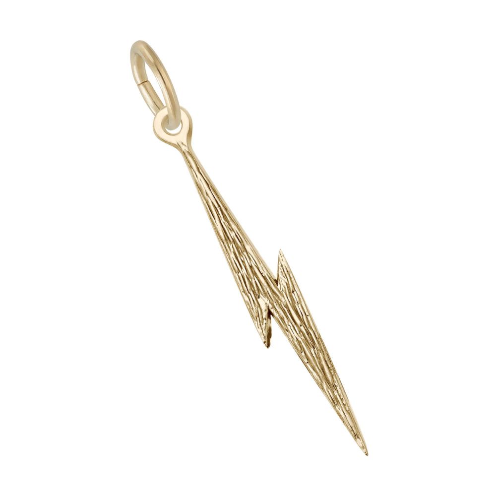 Gold Lightning bolt shaped pendant facing right