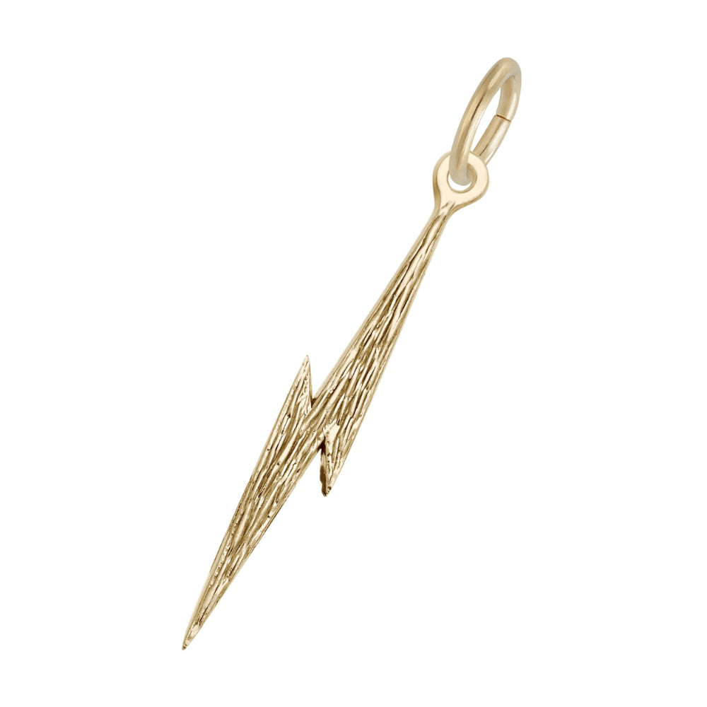 Gold Lightning bolt shaped pendant facing left