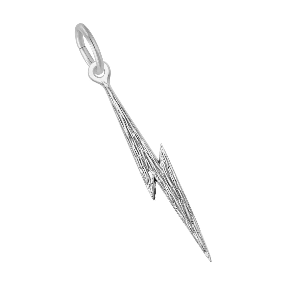 Silver Lightning bolt shaped pendant facing right