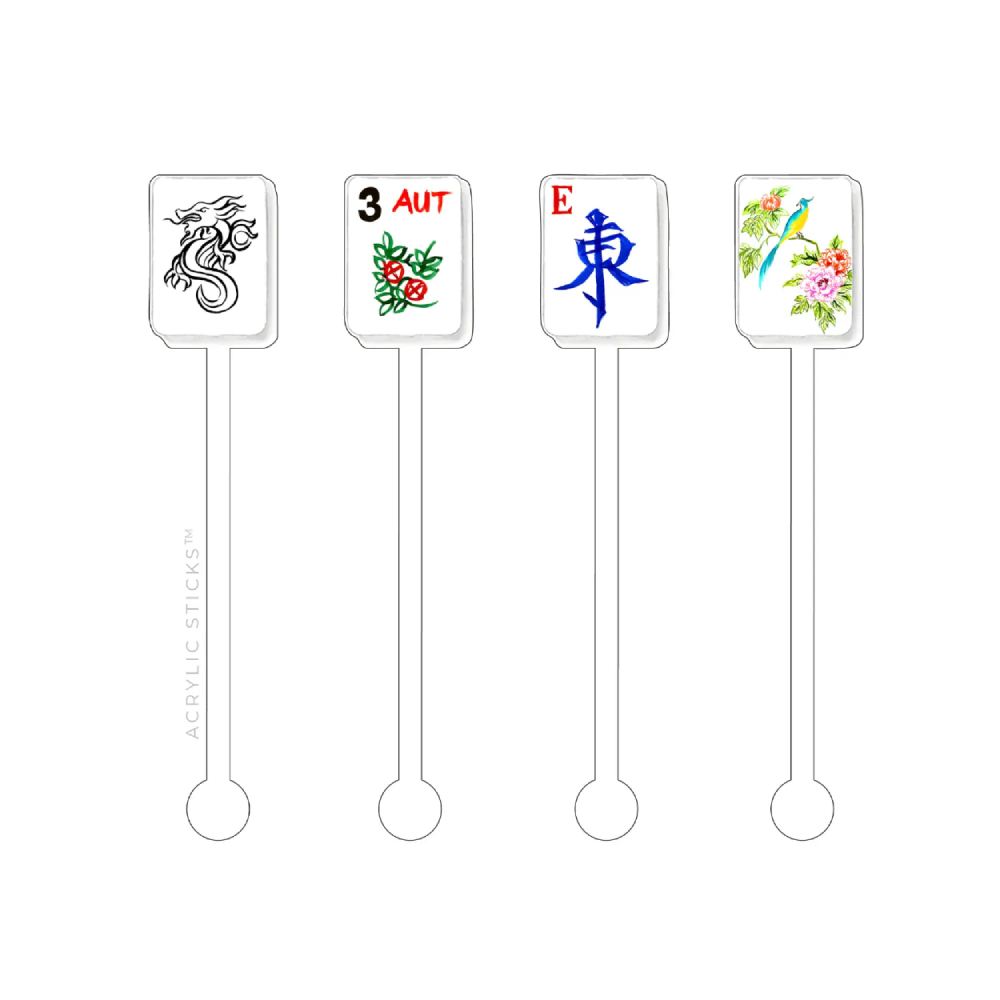 Acrylic Sticks Classic Mahjong Acrylic Stir Sticks -Set of 4