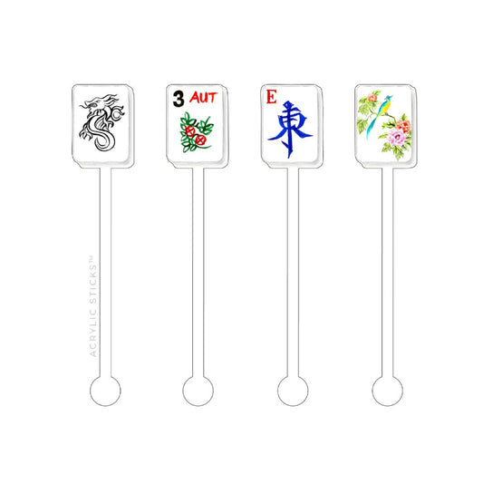 Acrylic Sticks Classic Mahjong Acrylic Stir Sticks -Set of 4