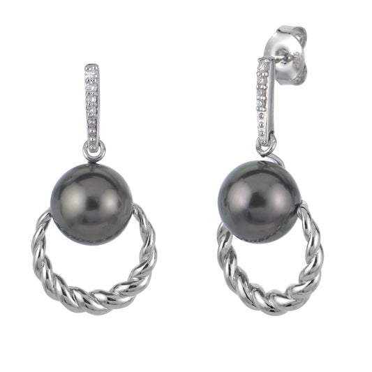 Sterling Silver Tahitian Cultured Pearl Drop Earrings