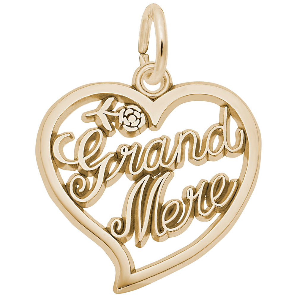Gold 'Grand Mere' heart-shaped charm on a white background