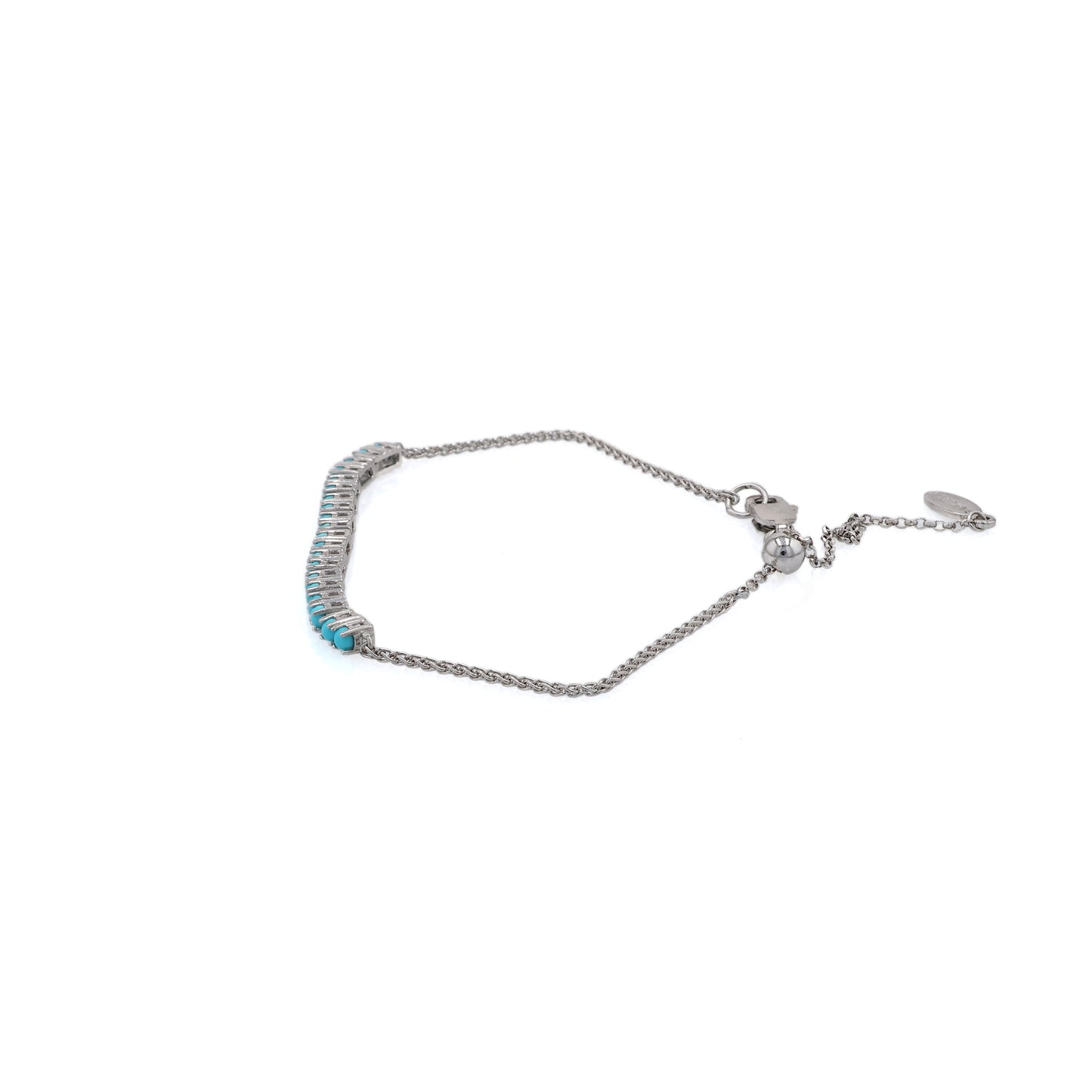 Silver bracelet with Turquoise Stones on a white background