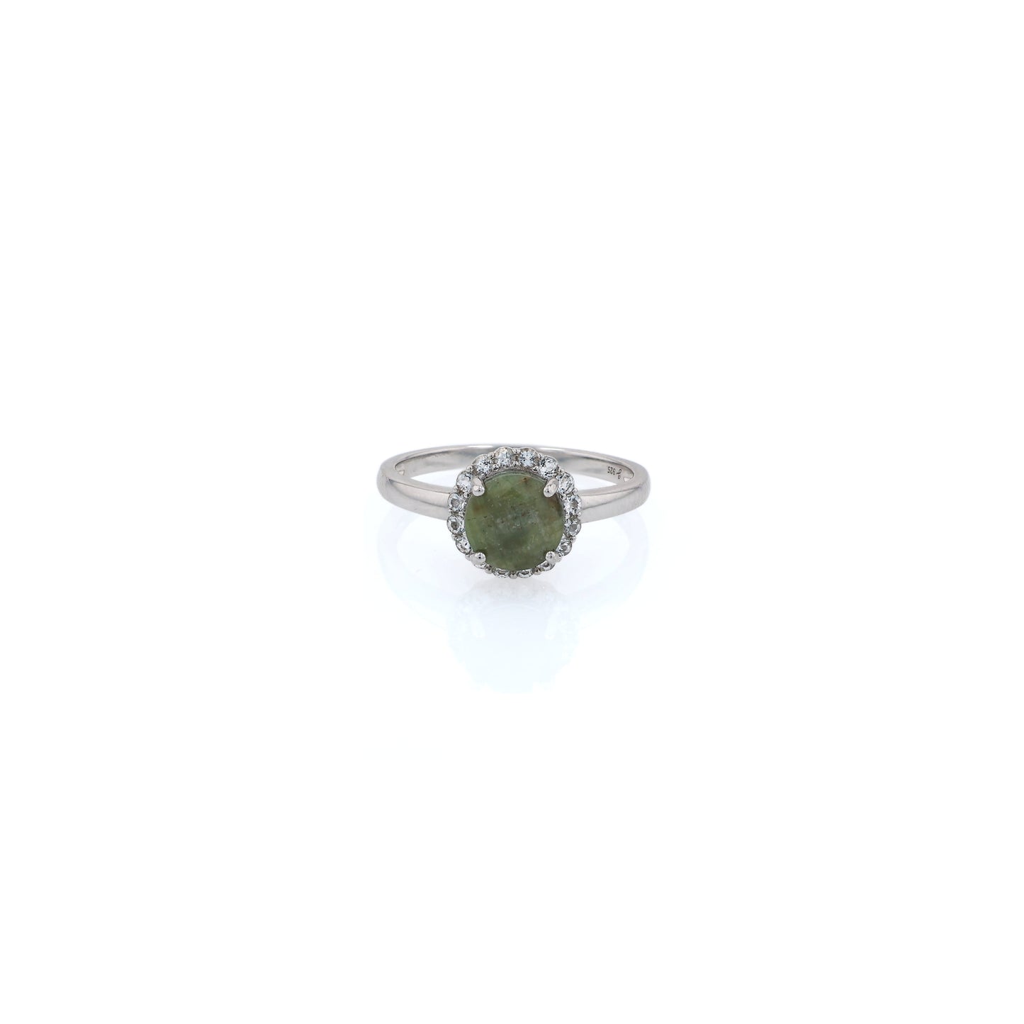 Samuel B Sterling Silver Dyed Green Corundum Dazzle Ring