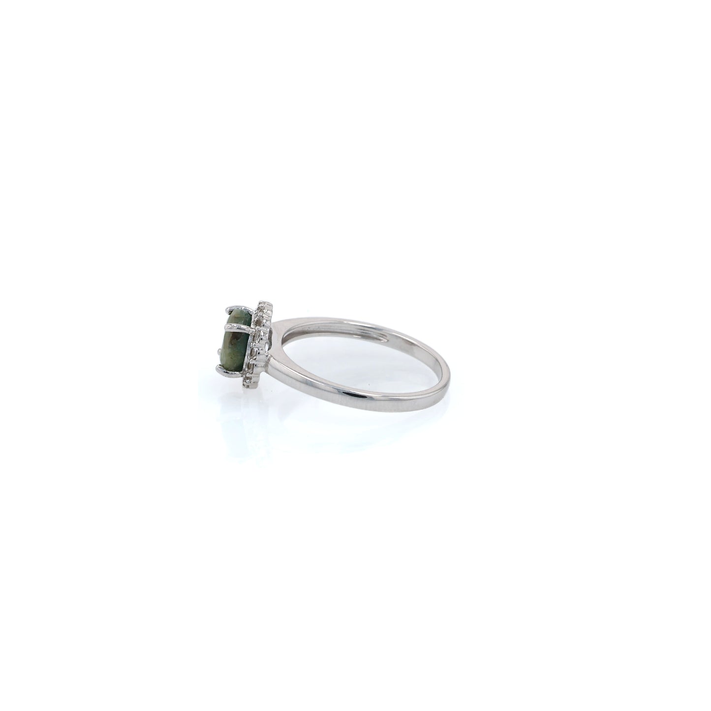 Samuel B Sterling Silver Dyed Green Corundum Dazzle Ring