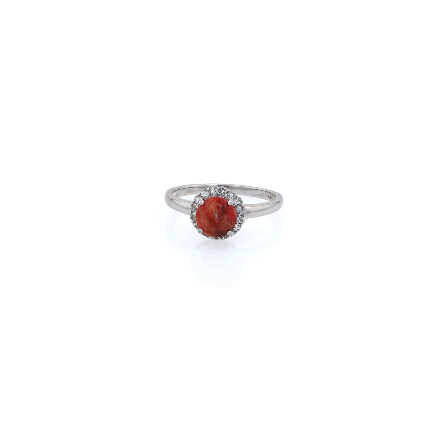 Samuel B Sterling Silver Dyed Red Corundum Dazzle Ring