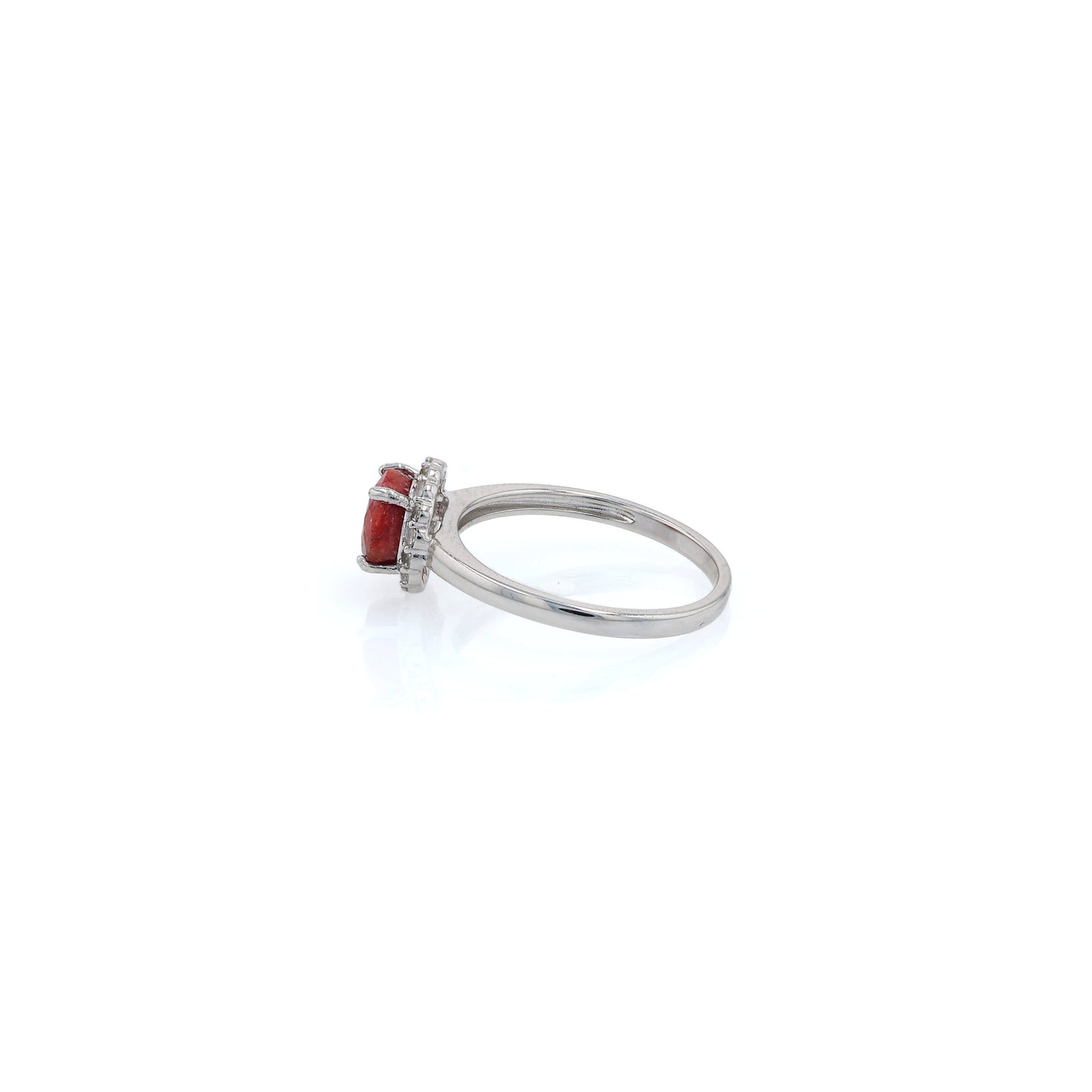 Samuel B Sterling Silver Dyed Red Corundum Dazzle Ring