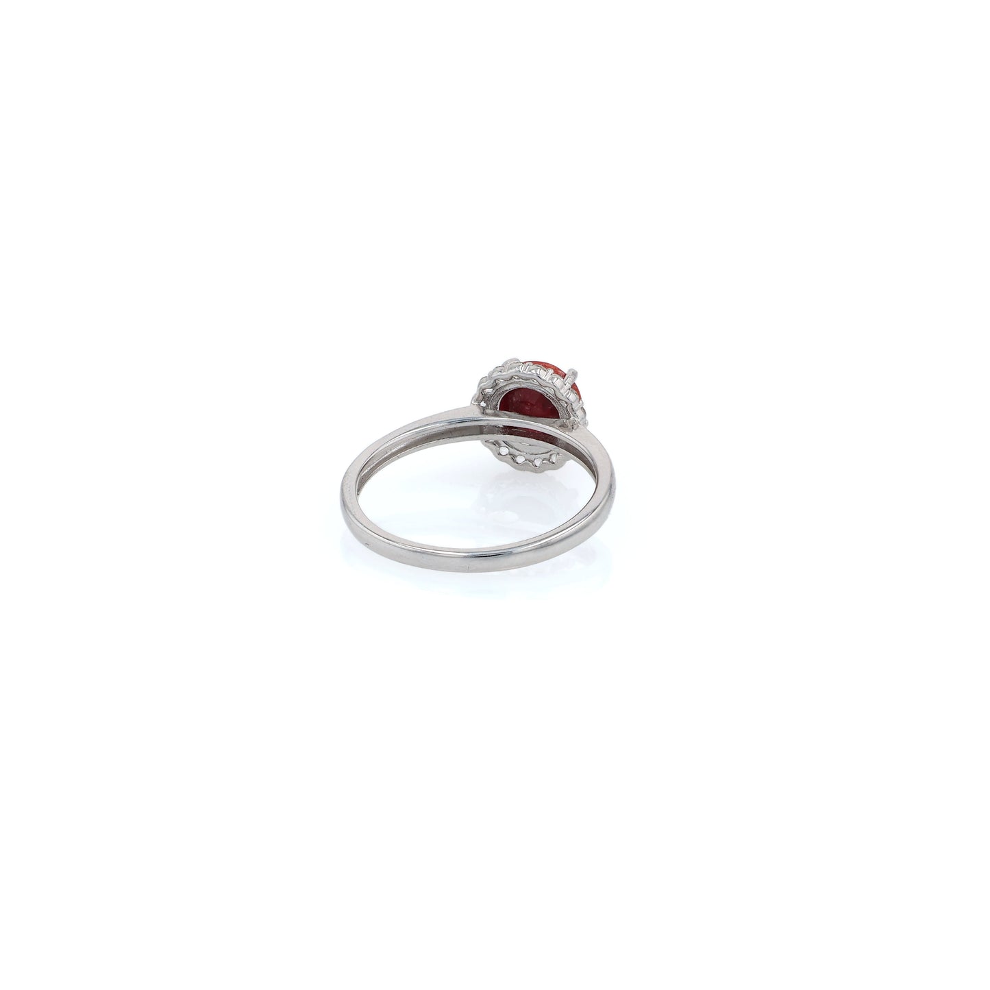 Samuel B Sterling Silver Dyed Red Corundum Dazzle Ring