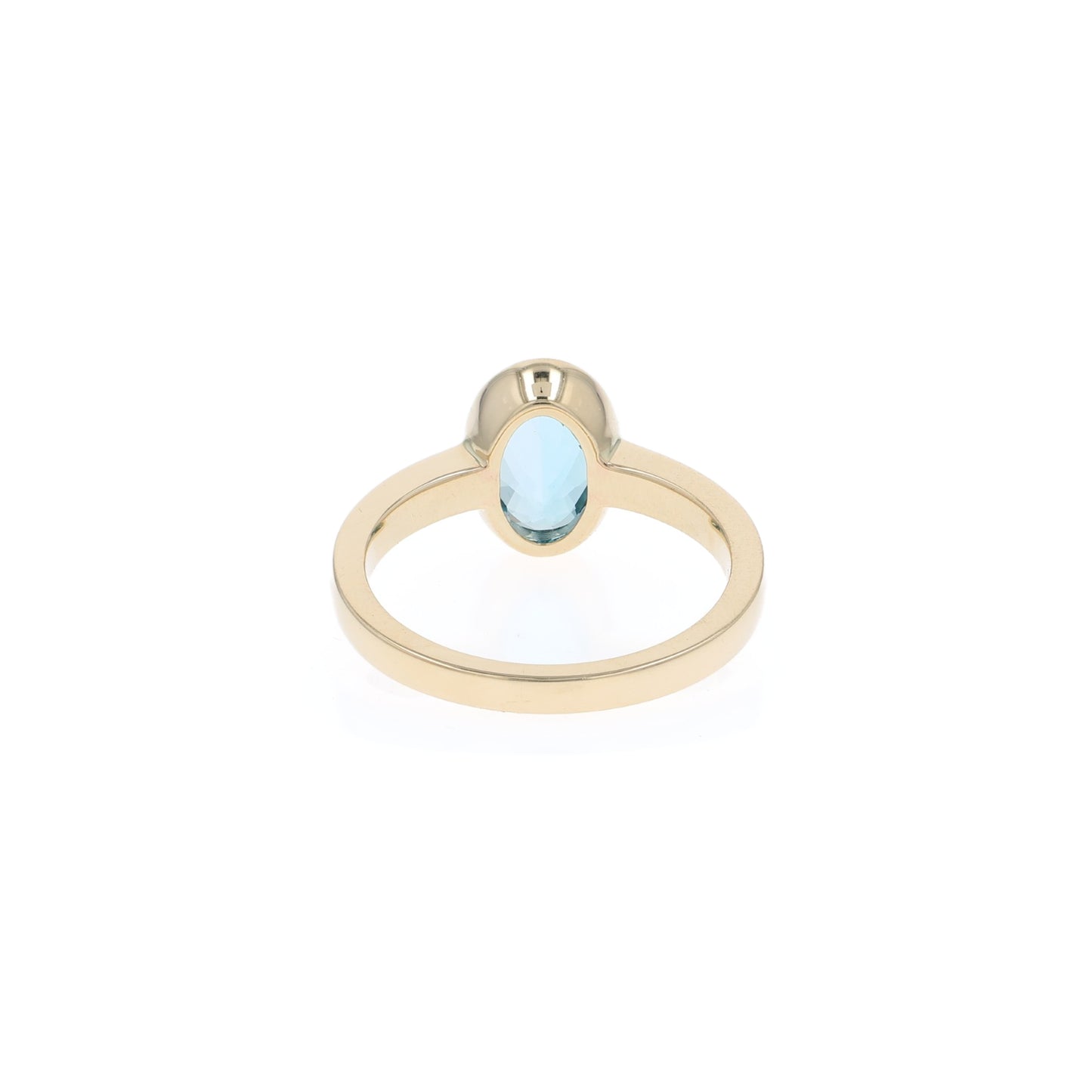 14k Gold Bezel-Set Oval Blue Topaz Ring