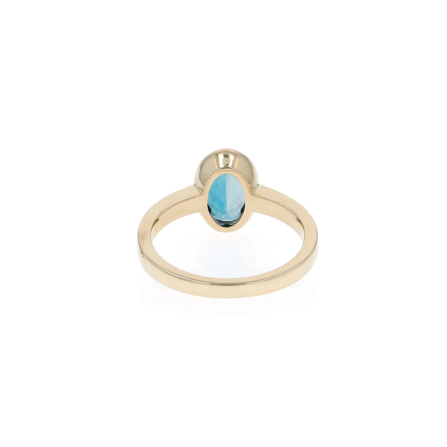 14k Gold Bezel-Set Oval London Blue Topaz Ring
