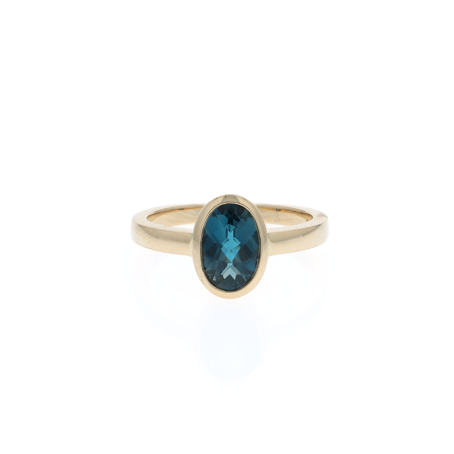 14k Gold Bezel-Set Oval London Blue Topaz Ring