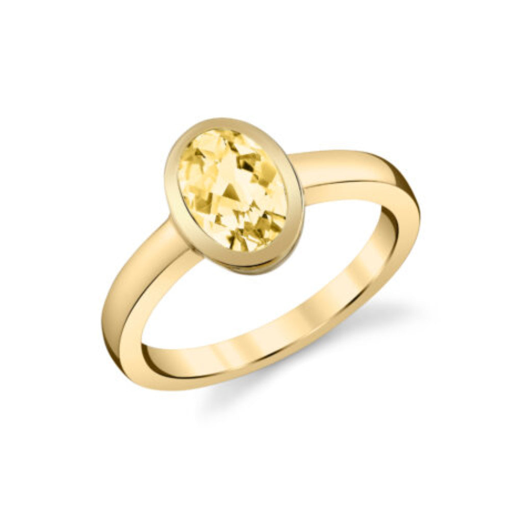 14k Gold Bezel Set Light Citrine Ring